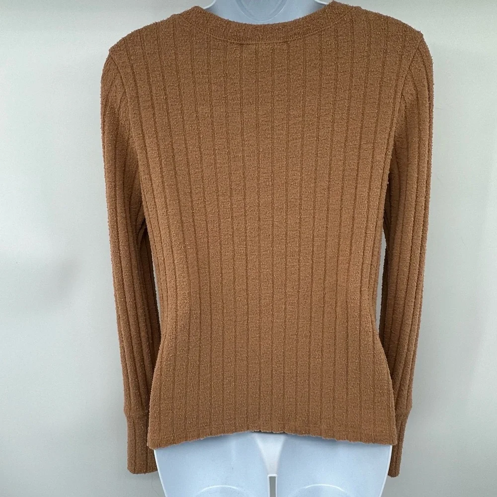 Free People We The Free Tan Oliver Ribbed Henley Top Size Medium